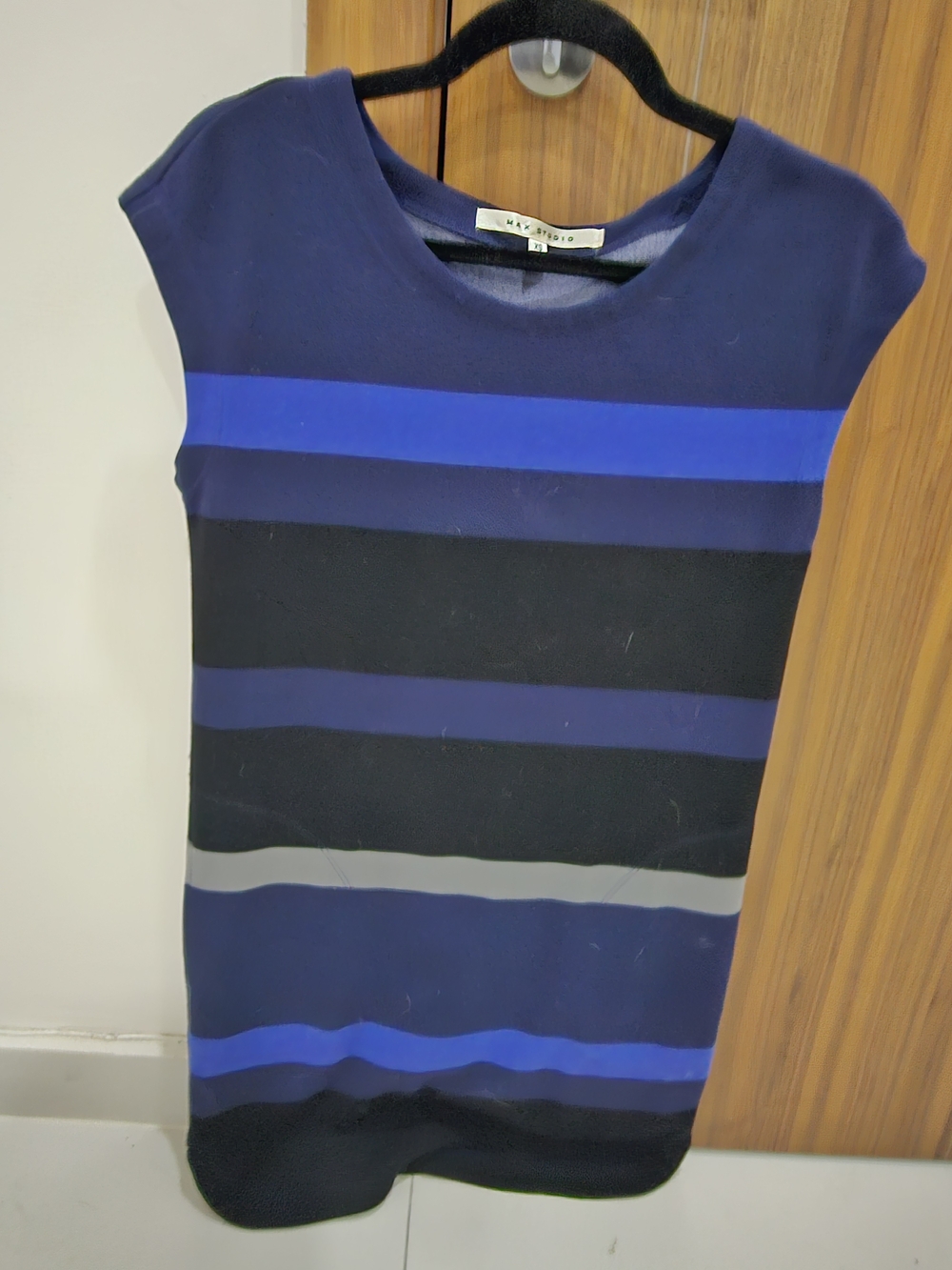 Max Studio Navy and Royal Blue Striped Dress
